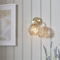 Dimple Single Wall Light In Brushed Gold Finish and Champagne Glass 91970