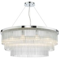 Dar Lighting Alpheios 12 Light Glass Layered Chandelier In Stainless Steel Finish ALP1244