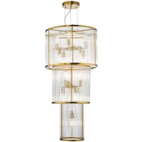 Dar Lighting Eleanor 15 Light Glass Ceiling Chandelier In Natural Brass Finish ELE1535