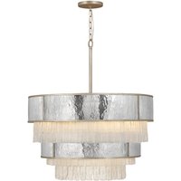 Quintiesse QN-REVERIE-12P-CPG Reverie Large Ceiling Pendant In Hammered Stainless Steel and Champagne Gold