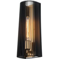 Quintiesse QN-LINARA1-BK Linara Single Wall Light In Natural Brass With Black Slatted Shade