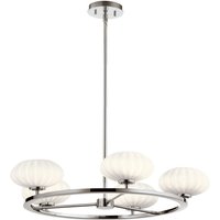 Quintiesse QN-PIM5-PC Pim 5 Light Ceiling Chandelier In Polished Chrome With Opal Glass Shades