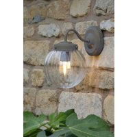 Laura Ashley LA3756164-Q Georgie Outdoor Wall Light In Matt Grey Finish With Ribbed Glass Shade IP44