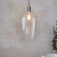 Camden Large Blown Glass Pendant Light in Nickel