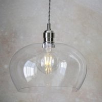Camden Shallow Glass Pendant Light In Nickel