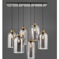 Dar Lighting Alma 6 Light Ceiling Bar Pendant In Matt Black With Smoked Glass ALM6422