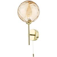 Dar Lighting Cohen Wall Light In Polished Gold Finish With Round Champagne Glass COH0735-11