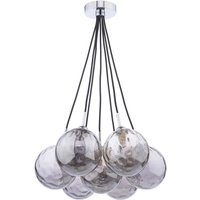 Dar Lighting Elpis 7 Light Cluster Ceiling Pendant Light In Polished Chrome With Round Smoked Glass ELP342-10