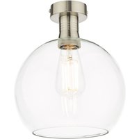 Dar Lighting Emerson Semi Flush Ceiling Light In Antique Chrome With Round Clear Glass EME4861-E03