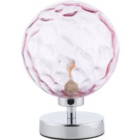 Dar Lighting Esben Table Lamp In Polished Chrome Finish With Pink Dimpled Glass ESB4150-13