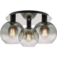 Dar Lighting Lycia 3 Light Flush Ceiling Light In Matt Black With Smoked Ombre Glass LYC5322