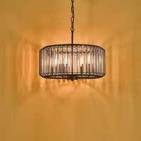 Dar Lighting Naeva 4 Light Crystal Ceiling Pendant Light In Satin Black Finish NAE0422