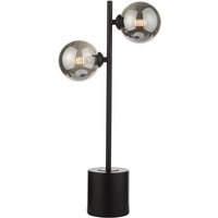 Dar Lighting Spiral 2 Light Table Lamp In Matt Black Finish With Smoked Glass SPI4222-01