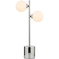 Dar Lighting Spiral 2 Light Table Lamp In Polished Chrome With Round Opal Glass SPI4250-02
