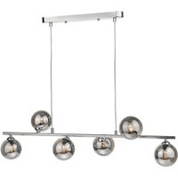 Dar Lighting Spiral 6 Light Bar Pendant Light In Polished Chrome With Smoked Glass SPI6450-01