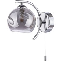 Dar Lighting Nakita Wall Light In Polished Chrome With Smoked Dimpled Glass NAK0750-15