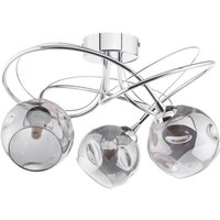 Dar Lighting Onawa 3 Light Semi Flush Ceiling Light In Polished Chrome With Smoked Glass ONA5350-15
