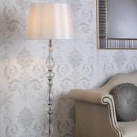 Laura Ashley Bradshaw Glass Floor Lamp In Polished Nickel With Silk Shade LA3756203-Q