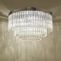 Dar Lighting Logan 5 Light Flush Ceiling Light In Polished Chrome With Clear Glass Rods