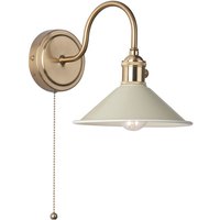 Dar Lighting Hadano Single Wall light In Natural Brass Finish With Taupe Shade