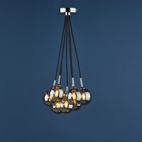 Dar Lighting Elpis 7 Light Cluster Ceiling Pendant Light In Polished Chrome Finish With Smoked Glass