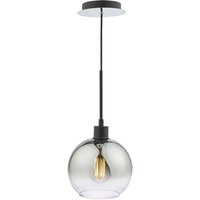 Dar Lighting Lycia Single Ceiling Pendant Light In Black With Smoked Ombre Glass
