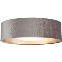 Dar Lighting Nysa 2 Light Flush Ceiling Light With Mink Brown Velvet Shade And Frosted Diffuser 40 cm
