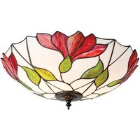 Interiors 1900 63960 Botanica Tiffany 2 Light Flush Ceiling Light In Bronze