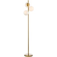 Dar Lighting Bombazine 3 Light Floor Lamp In Bronze Finish With Opal Glass Shades