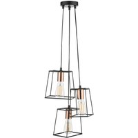 Dar Lighting Tower 3 Light Cluster Ceiling Pendant In Matt Black And Copper