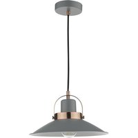 Dar Lighting Liden Single Ceiling Pendant Light In Grey And Copper Finish