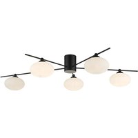Dar Lighting Jasper 5 Light Semi Flush Ceiling Light In Black With Opal Glass
