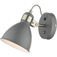 Dar Lighting Frederic Single Wall Spotlight In Grey And Satin Chrome Finish