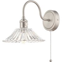 Dar Lighting Hadano Single Wall light In Antique Chrome With Flared Glass Shade
