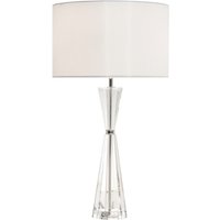 Dar Lighting Risha 2 Light Crystal Table Lamp In Nickel Finish With Ivory Faux Silk Shade