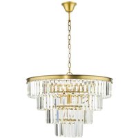Dar Lighting Rhapsody 6 Light Tiered Crystal Ceiling Pendant Light In Bronze Finish