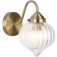 Dar Lighting Mya Wall Light In Antique Brass Finish With Glass Shade