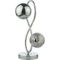Dar Lighting Lysandra 2 Light Table Lamp In Polished Chrome With Smoked Glass