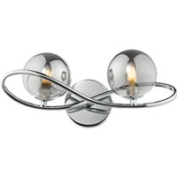 Dar Lighting Lysandra 2 Light Wall Light Polished Chrome With Smoked Glass
