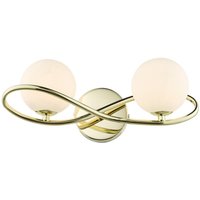 Dar Lighting Lysandra 2 Light Wall Light In Polished Gold With Opal Glass