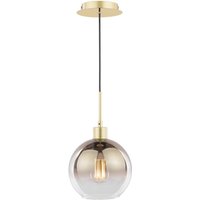 Dar Lighting Lycia Ceiling Pendant Light In Satin Gold With Gold Ombre Glass