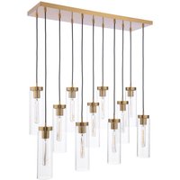Dar Lighting Jodelle 11 Light Bar Ceiling Pendant In Polished Bronze With Glass