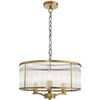 Dar Lighting Evelyn 3 Light Ceiling Pendant Light In Antique Bronze Finish With Glass Tubes