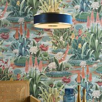 Dar Lighting Alvaro 3 Light Ceiling Pendant Light In Brushed Brass With Blue Shade