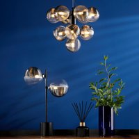 Dar Lighting Vine 10 Light Ceiling Pendant Light In Satin Black With Ribbed Glass