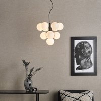 Dar Lighting Vine 10 Light Ceiling Pendant Light In Satin Black With Opal Glass