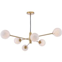 Dar Lighting Vignette 6 Light Ceiling Pendant Light In Aged Brass Finish With Confetti Glass