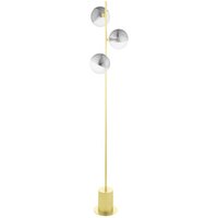 Dar Lighting Spiral 3 Light Floor Lamp In Matt Gold With Smoked And Clear Ribbed Glass