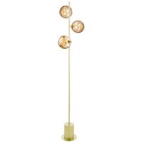 Dar Lighting Spiral 3 Light Floor Lamp In Matt Gold With Champagne Dimpled Glass