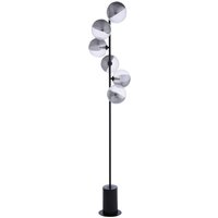 Dar Lighting Spiral 6 Light Floor Lamp In Matt Black With Smoked And Clear Ribbed Glass